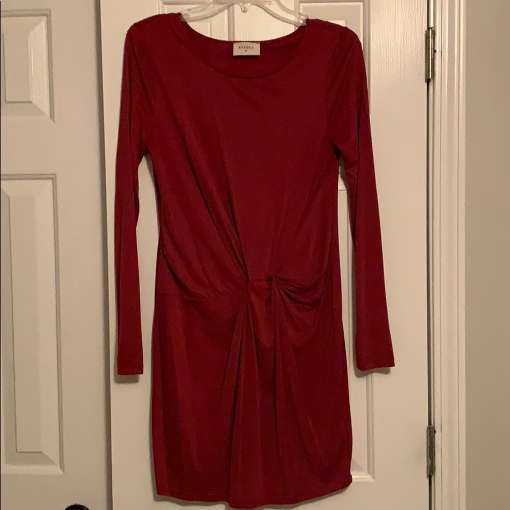 Burgundy Front Tie Detail Dress
